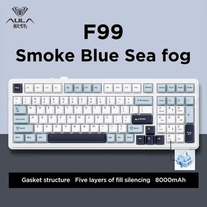 F99 Gaming Mechanical Keyboard Three Mode 2.4G Wireless Bluetooth Wired Hot Swap PBT Gasket RGB for Games Typing 99 Keys