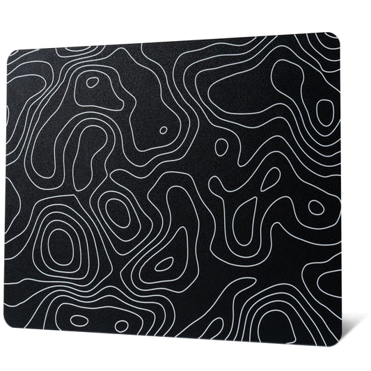 White Glass Mouse Pad Topographic Map Large Glass Gaming Mousepad Hard Mouse Pad for Speed and Precision Suitable for Gaming