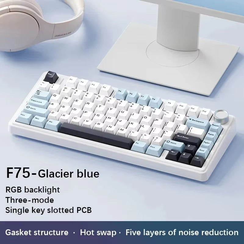 F75 Mechanical Keyboard Wired/2.4G Wireless/Bluetooth RGB PBT 75% Layout OEM Profile Gasket Customized Pc Gaming Keyboard