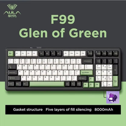 F99 Gaming Mechanical Keyboard Three Mode 2.4G Wireless Bluetooth Wired Hot Swap PBT Gasket RGB for Games Typing 99 Keys