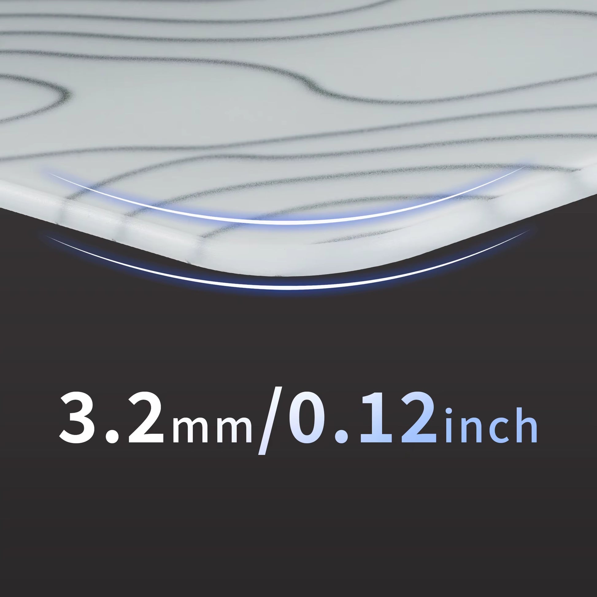 White Glass Mouse Pad Topographic Map Large Glass Gaming Mousepad Hard Mouse Pad for Speed and Precision Suitable for Gaming