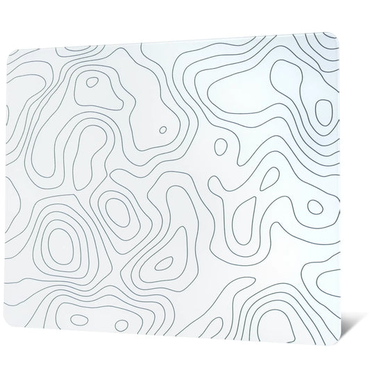 White Glass Mouse Pad Topographic Map Large Glass Gaming Mousepad Hard Mouse Pad for Speed and Precision Suitable for Gaming