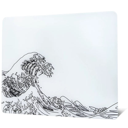 White Glass Mouse Pad Topographic Map Large Glass Gaming Mousepad Hard Mouse Pad for Speed and Precision Suitable for Gaming