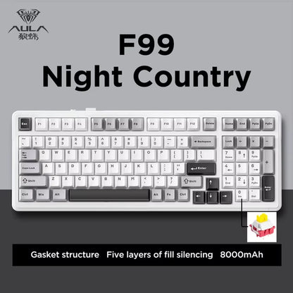 F99 Gaming Mechanical Keyboard Three Mode 2.4G Wireless Bluetooth Wired Hot Swap PBT Gasket RGB for Games Typing 99 Keys
