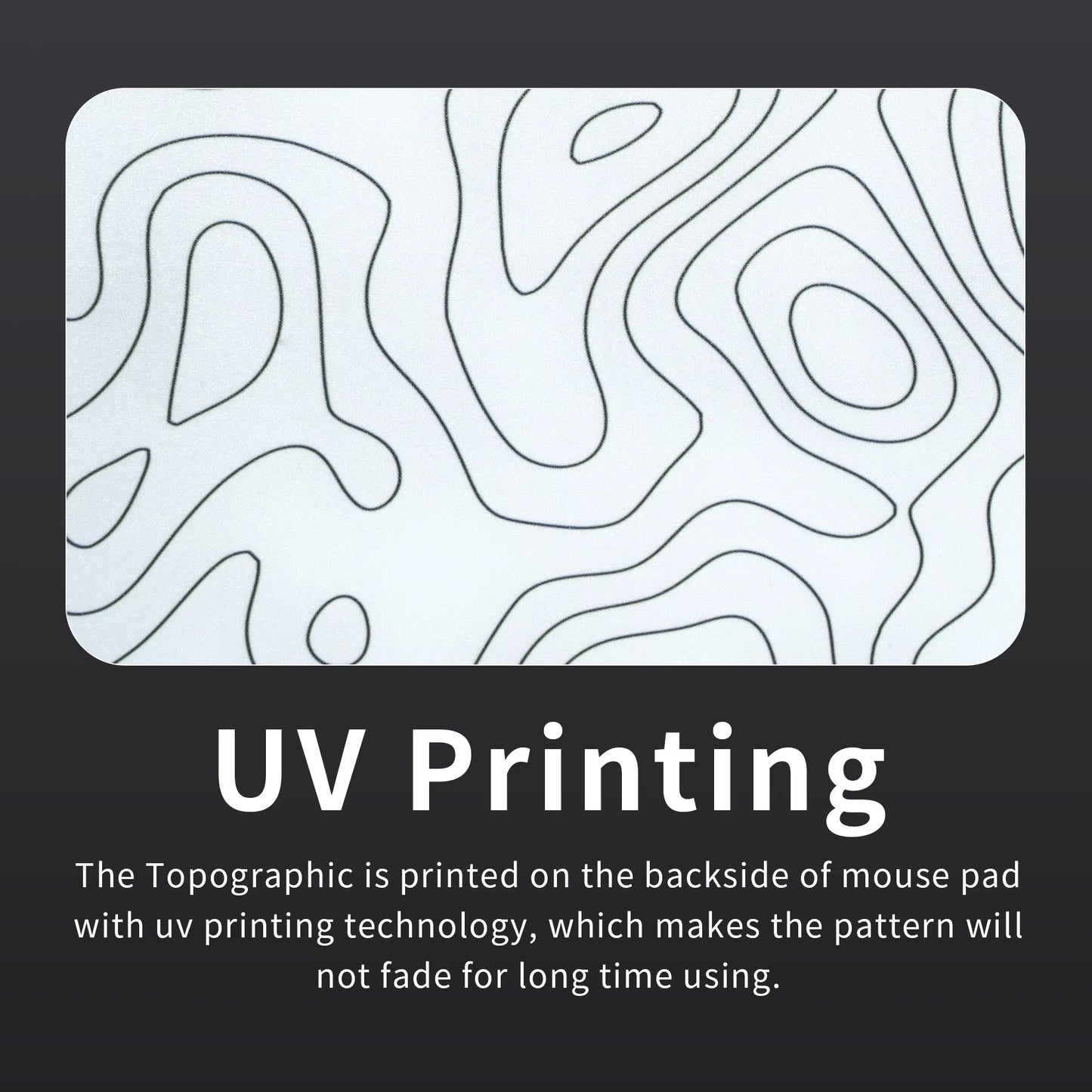 White Glass Mouse Pad Topographic Map Large Glass Gaming Mousepad Hard Mouse Pad for Speed and Precision Suitable for Gaming