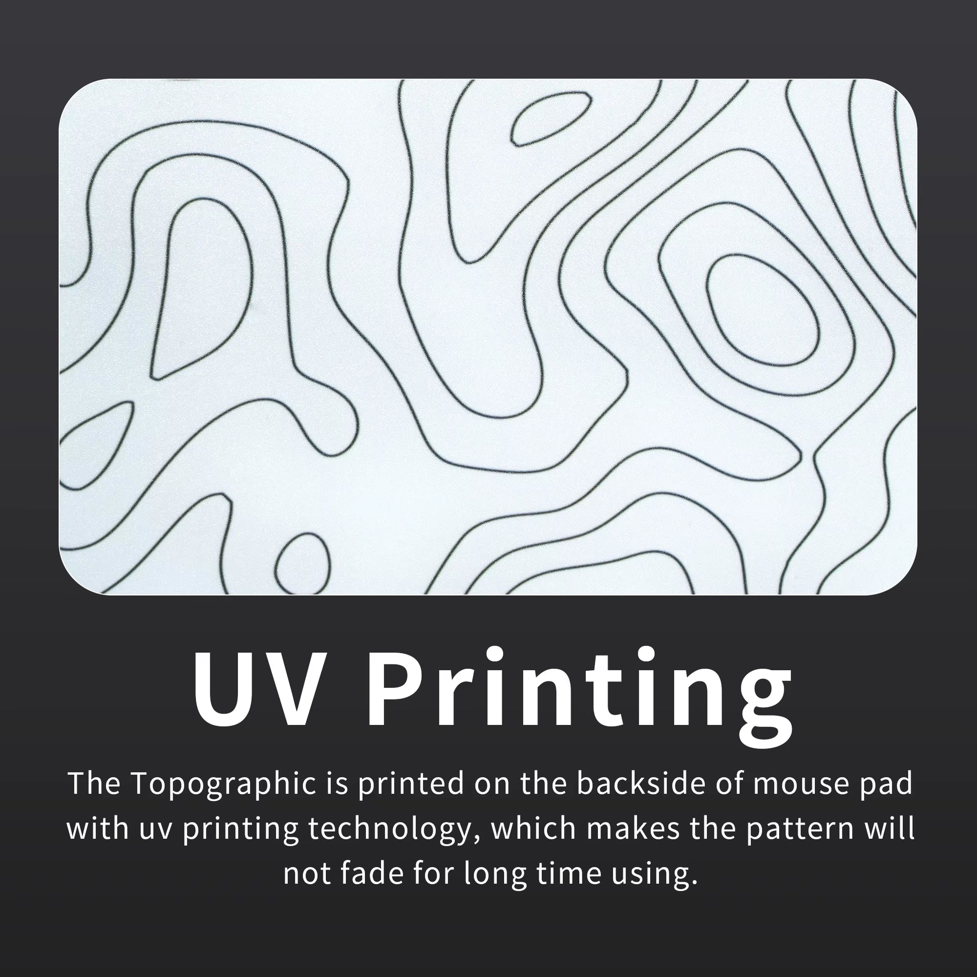 White Glass Mouse Pad Topographic Map Large Glass Gaming Mousepad Hard Mouse Pad for Speed and Precision Suitable for Gaming