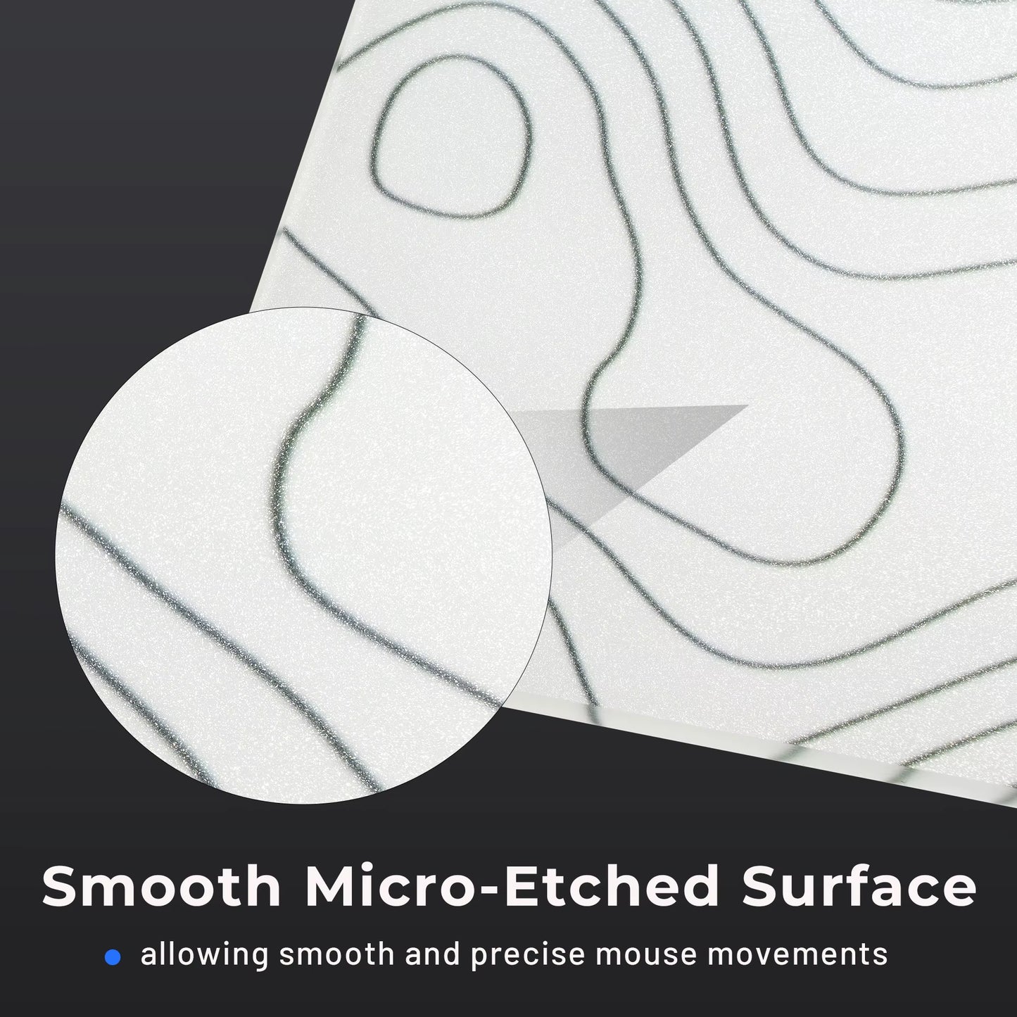 White Glass Mouse Pad Topographic Map Large Glass Gaming Mousepad Hard Mouse Pad for Speed and Precision Suitable for Gaming