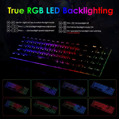 K688 Gaming Mechanical Keyboard RGB Backlit 78 Keys Swith Anti-Dust Proof Switches Hot Swappable Ergonomic for PC Gamer