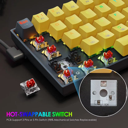 K688 Gaming Mechanical Keyboard RGB Backlit 78 Keys Swith Anti-Dust Proof Switches Hot Swappable Ergonomic for PC Gamer