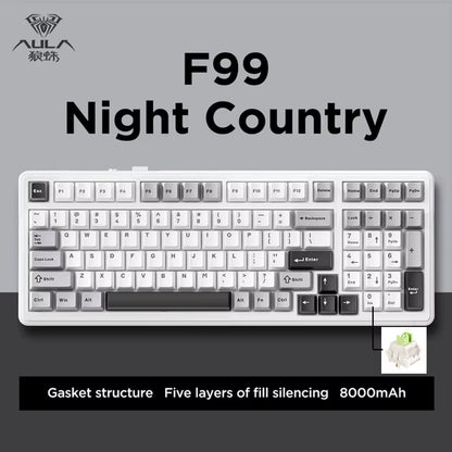 F99 Gaming Mechanical Keyboard Three Mode 2.4G Wireless Bluetooth Wired Hot Swap PBT Gasket RGB for Games Typing 99 Keys