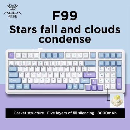 F99 Gaming Mechanical Keyboard Three Mode 2.4G Wireless Bluetooth Wired Hot Swap PBT Gasket RGB for Games Typing 99 Keys