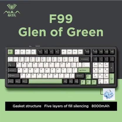 F99 Gaming Mechanical Keyboard Three Mode 2.4G Wireless Bluetooth Wired Hot Swap PBT Gasket RGB for Games Typing 99 Keys