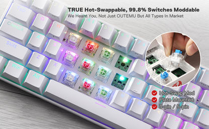 K530 Pro Draconic 61 Keys 60% Wireless RGB 100% Hot-Swap Socket Mechanical Keyboard Bluetooth/2.4Ghz/Wired 3-Mode